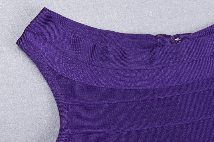 Herve Leger Purple Sleeveless Bandage Dress